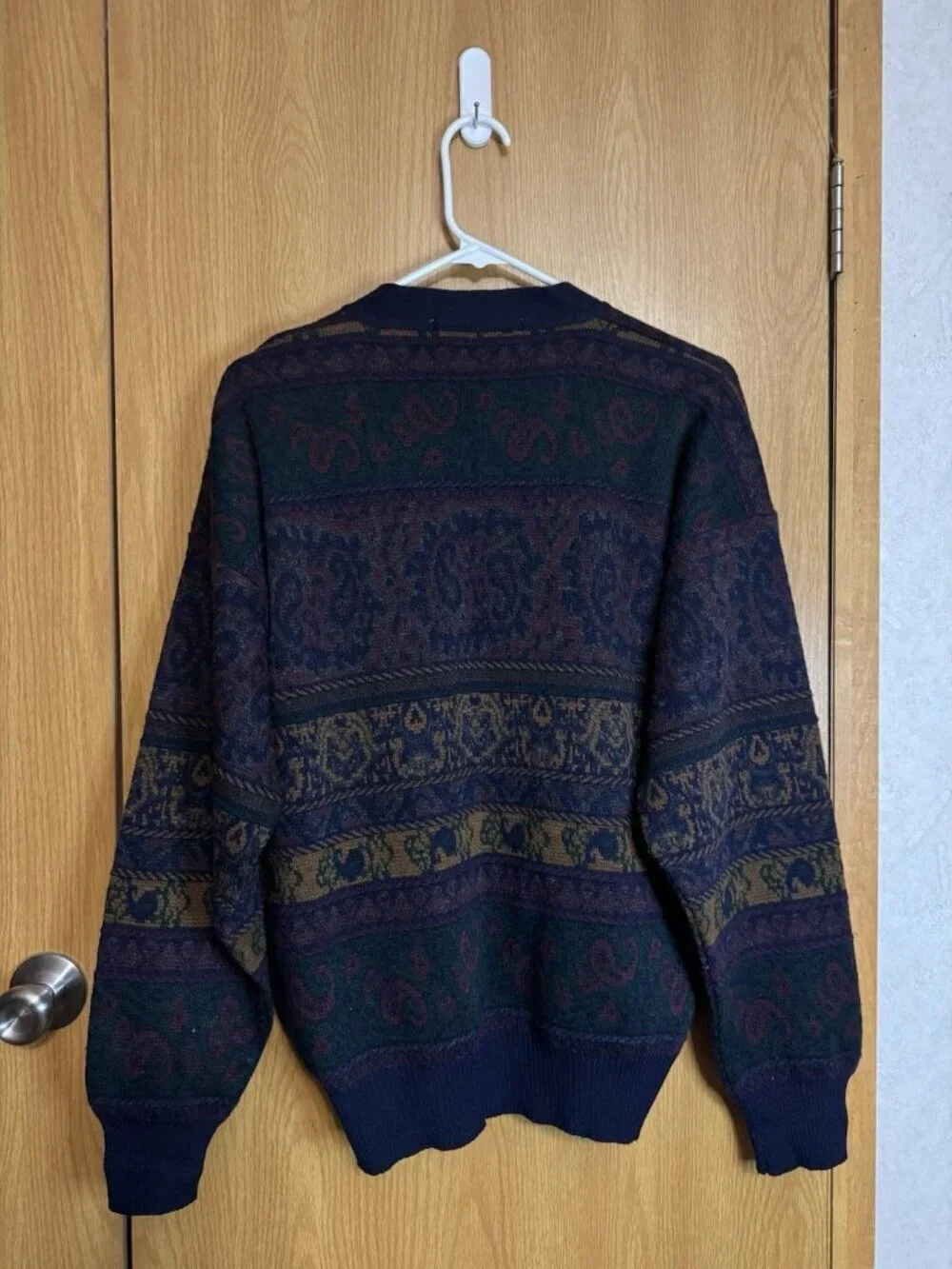 VTG JOHN ASHFORD Cardigan Sweater Wool Blend MEDIUM Preppy Academia Granpa-core